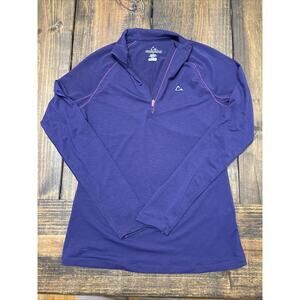 Paradox Womens Activewear Top‎ S Purple Merino Blend Raglan Sports Quarter Zip